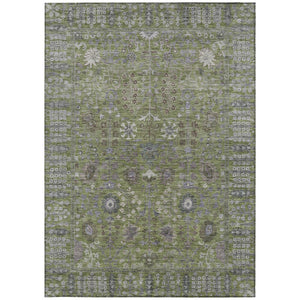 HomeRoots 10' Artichoke Green & Gray Floral Washable Area Rug - Durable, Stylish, Perfect for Indoor/Outdoor Use! 639538