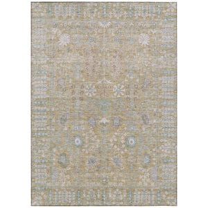 HomeRoots 5' Indoor Outdoor Beige & Taupe Floral Area Rug – Washable, Durable, Versatile for Any Space! 639540