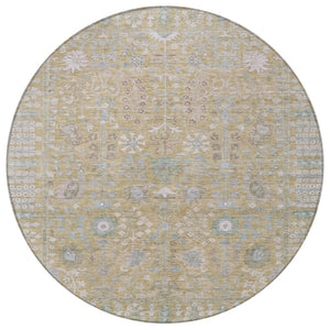 HomeRoots 8' Round Floral Washable Rug - Beige & Taupe Indoor/Outdoor Area Rug for High-traffic Spaces 639541