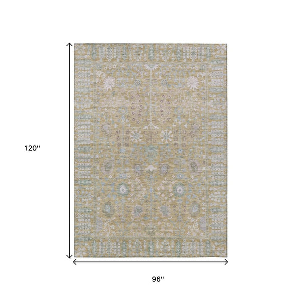HomeRoots 8' X 10' Beige and Taupe Floral Washable Rug – Durable, Stylish, and Ideal for Indoor & Outdoor Spaces! 639542