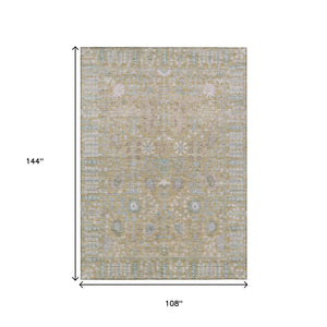 HomeRoots 9' X 12' Beige & Taupe Floral Area Rug - Durable, Washable Design for Indoor & Outdoor Use! 639543