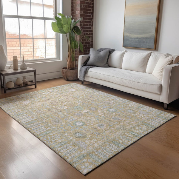 HomeRoots 9' X 12' Beige & Taupe Floral Area Rug - Durable, Washable Design for Indoor & Outdoor Use! 639543