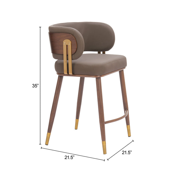 Zuo Modern Brew Counter Stool In Brown & Walnut - Stylish Faux Leather Design For Modern Bars & Interiors Brown 100% Polyurethane,Plywood,Steel 110825-zuo-modern