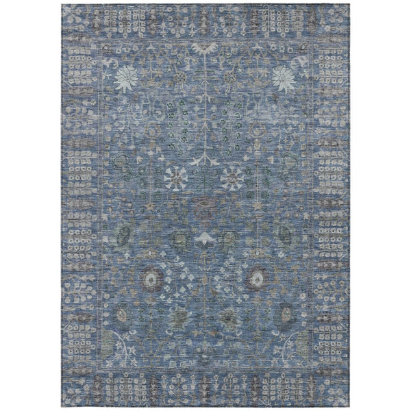 HomeRoots 9' Blue and Ivory Floral Area Rug - Washable, Durable for Indoor & Outdoor Use, Perfect for High Traffic 639555