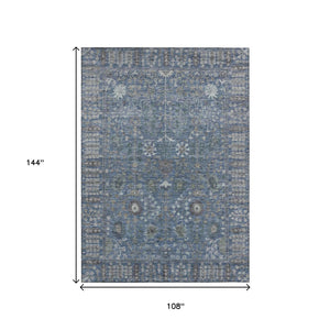 HomeRoots 9' Blue and Ivory Floral Area Rug - Washable, Durable for Indoor & Outdoor Use, Perfect for High Traffic 639555