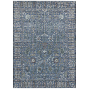 HomeRoots 9' Blue and Ivory Floral Area Rug - Washable, Durable for Indoor & Outdoor Use, Perfect for High Traffic 639555