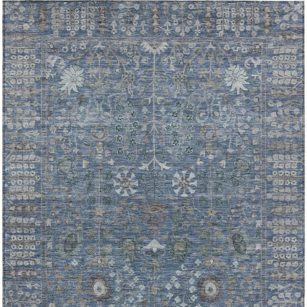 HomeRoots 9' Blue and Ivory Floral Area Rug - Washable, Durable for Indoor & Outdoor Use, Perfect for High Traffic 639555