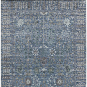 HomeRoots 10' Blue and Ivory Floral Washable Area Rug - Durable, Stylish for Indoor & Outdoor Spaces, Easy Care! 639556
