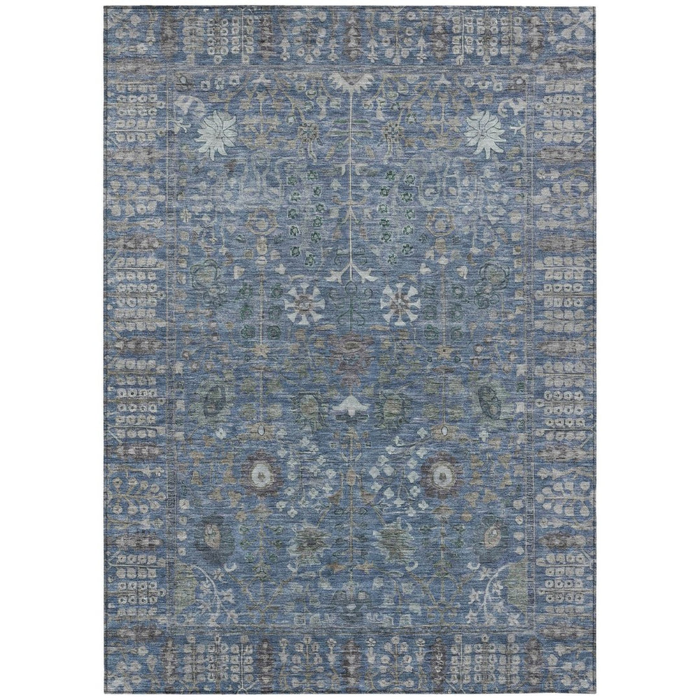 HomeRoots 10' Blue and Ivory Floral Washable Area Rug - Durable, Stylish for Indoor & Outdoor Spaces, Easy Care! 639556