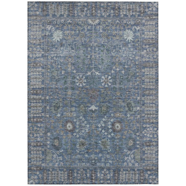 HomeRoots 10' Blue and Ivory Floral Washable Area Rug - Durable, Stylish for Indoor & Outdoor Spaces, Easy Care! 639556