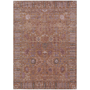 HomeRoots 9' X 12' Copper And Purple Floral Indoor Outdoor Rug - Durable, Washable & Perfect for High-Traffic Areas 639561