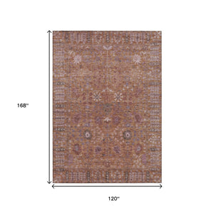HomeRoots 10' Copper & Purple Floral Washable Area Rug for Indoor/Outdoor Use - Durable, Stylish & Easy Care! 639562
