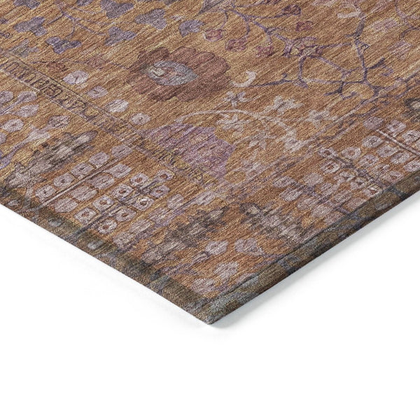 HomeRoots 10' Copper & Purple Floral Washable Area Rug for Indoor/Outdoor Use - Durable, Stylish & Easy Care! 639562