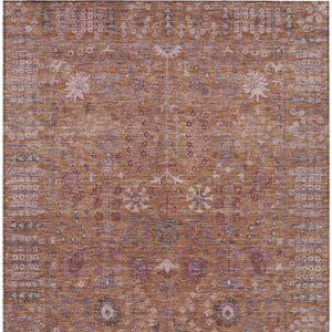 HomeRoots 10' Copper & Purple Floral Washable Area Rug for Indoor/Outdoor Use - Durable, Stylish & Easy Care! 639562