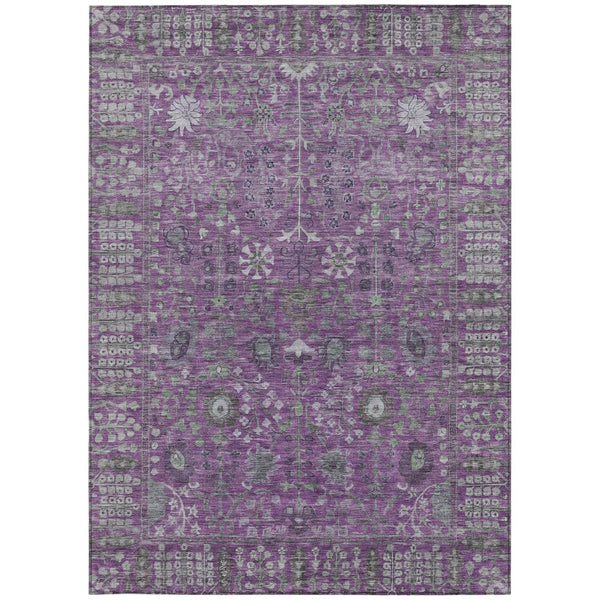 HomeRoots 5' X 8' Floral Area Rug - Purple & Ivory, Washable, Durable for Indoor/Outdoor Use, Pet-Friendly 639576