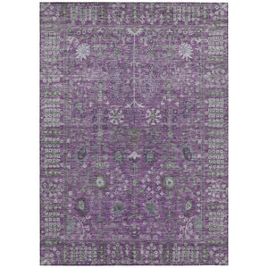 HomeRoots 5' X 8' Floral Area Rug - Purple & Ivory, Washable, Durable for Indoor/Outdoor Use, Pet-Friendly 639576