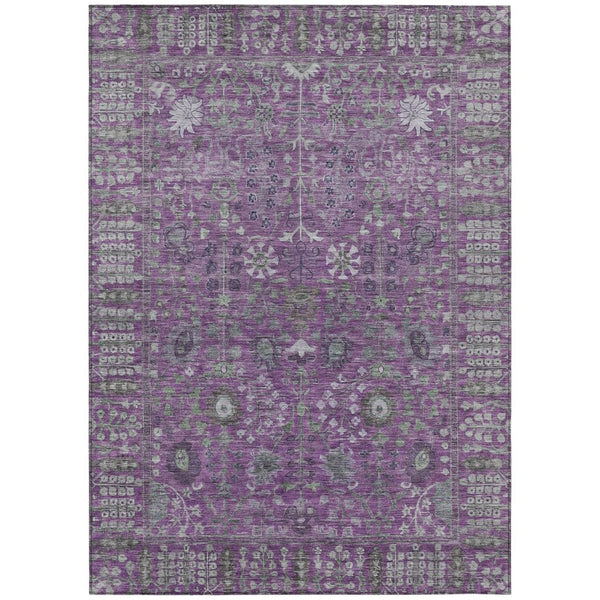 HomeRoots 5' X 8' Floral Area Rug - Purple & Ivory, Washable, Durable for Indoor/Outdoor Use, Pet-Friendly 639576
