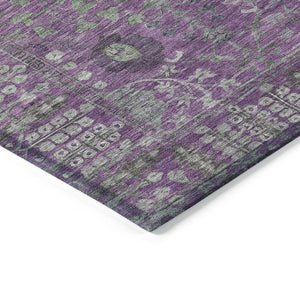 HomeRoots 5' X 8' Floral Area Rug - Purple & Ivory, Washable, Durable for Indoor/Outdoor Use, Pet-Friendly 639576
