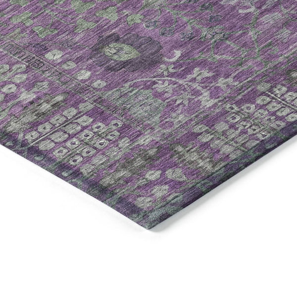 HomeRoots 5' X 8' Floral Area Rug - Purple & Ivory, Washable, Durable for Indoor/Outdoor Use, Pet-Friendly 639576