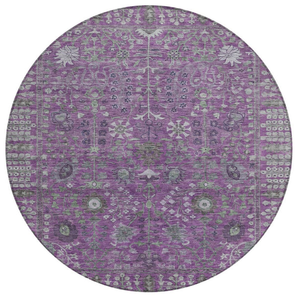 HomeRoots 8' Stunning Purple & Ivory Floral Washable Area Rug - Durable, Stylish, Perfect for Indoor/Outdoor Use 639577