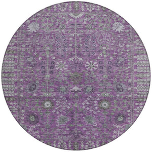 HomeRoots 8' Stunning Purple & Ivory Floral Washable Area Rug - Durable, Stylish, Perfect for Indoor/Outdoor Use 639577