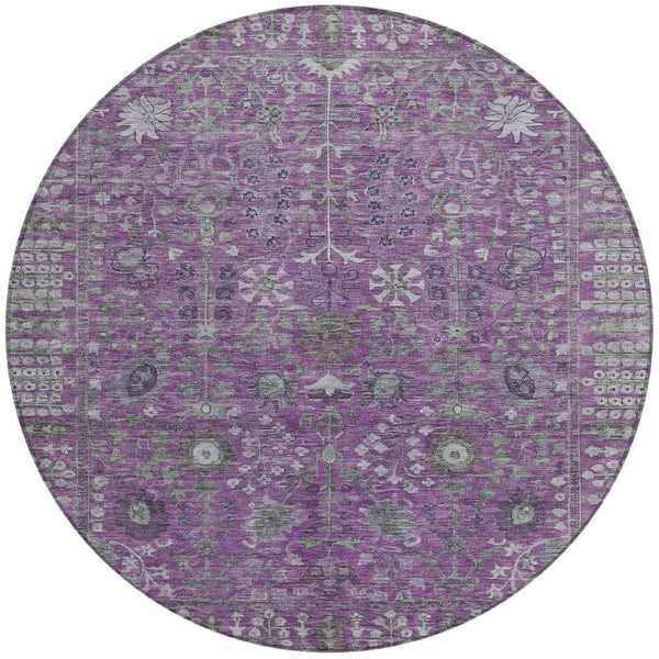 HomeRoots 8' Stunning Purple & Ivory Floral Washable Area Rug - Durable, Stylish, Perfect for Indoor/Outdoor Use 639577
