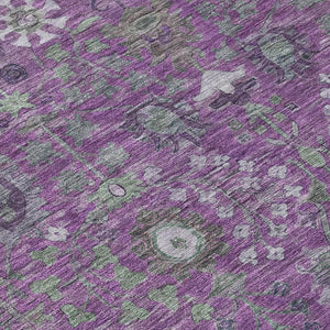 HomeRoots 8' Stunning Purple & Ivory Floral Washable Area Rug - Durable, Stylish, Perfect for Indoor/Outdoor Use 639577