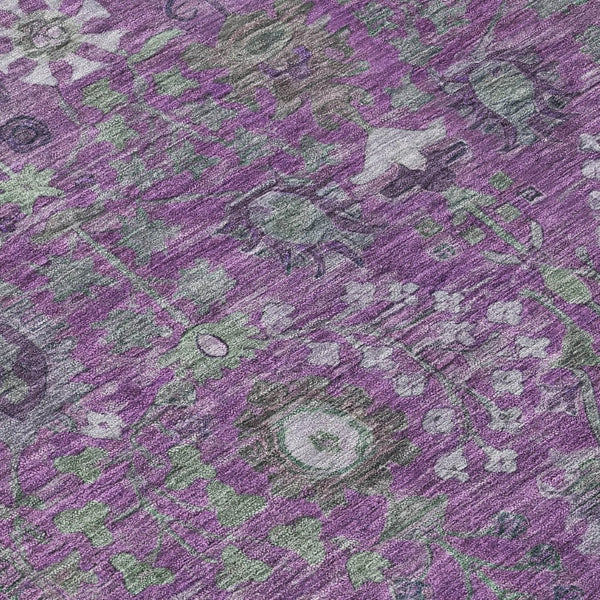 HomeRoots 8' Stunning Purple & Ivory Floral Washable Area Rug - Durable, Stylish, Perfect for Indoor/Outdoor Use 639577