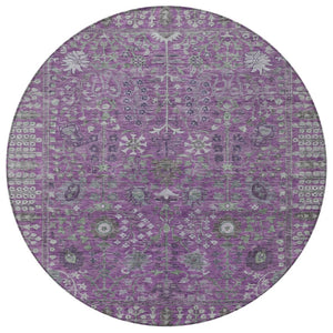 HomeRoots 8' Stunning Purple & Ivory Floral Washable Area Rug - Durable, Stylish, Perfect for Indoor/Outdoor Use 639577