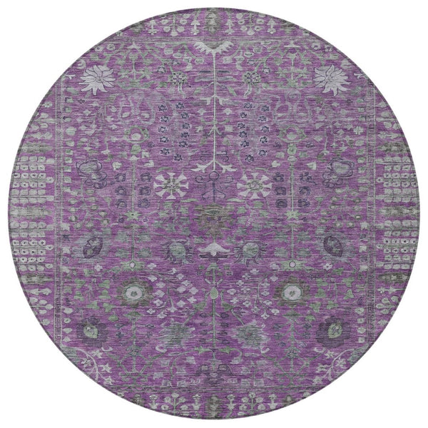 HomeRoots 8' Stunning Purple & Ivory Floral Washable Area Rug - Durable, Stylish, Perfect for Indoor/Outdoor Use 639577