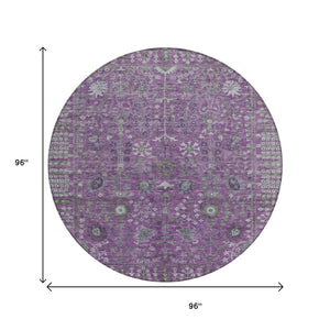 HomeRoots 8' Stunning Purple & Ivory Floral Washable Area Rug - Durable, Stylish, Perfect for Indoor/Outdoor Use 639577