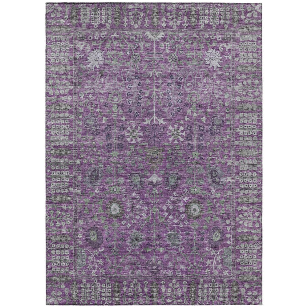 HomeRoots 9' X 12' Floral Area Rug – Stylish Purple & Ivory Design, Washable, Indoor/Outdoor Durable Charm 639579