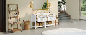 English Elm 60'' Elegant Bathroom Vanity Set With Ceramic Sink, Solid Wood Frame, Ample Storage & Modern Design N710SS00004K