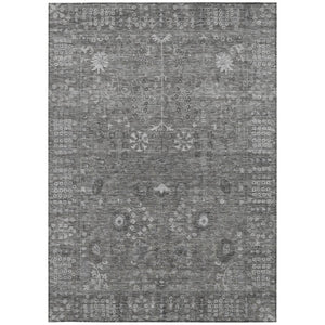 HomeRoots 10' Stylish Pewter & Silver Floral Washable Area Rug for Indoor/Outdoor Use, Durable & Elegant 639586