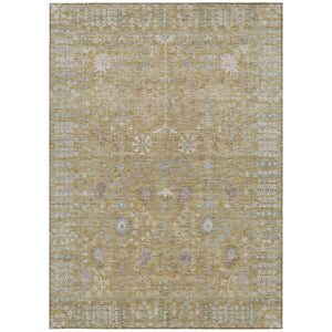 HomeRoots 8' X 10' Wheat And Beige Floral Area Rug - Durable, Washable, Indoor/Outdoor Style for Any Space 639590