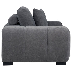 English Elm Plather Channel Tufted Accent Chair Wide Waterfall Arms Foam Seat Living Room Charcoal Grey B062P447953