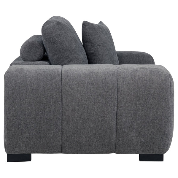 English Elm Plather Channel Tufted Accent Chair Wide Waterfall Arms Foam Seat Living Room Charcoal Grey B062P447953
