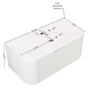 English Elm Dina Floating Bathroom Vanity Cabinet Marble Countertop French Style Single Drawer White W2615P299248