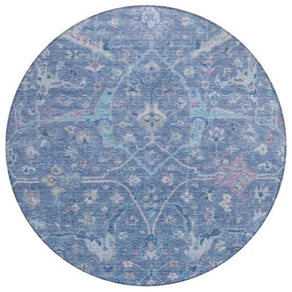 HomeRoots 8' Sky Blue and Ivory Floral Indoor Outdoor Area Rug – Washable, Durable, Perfect for High-Traffic Spaces! 639601