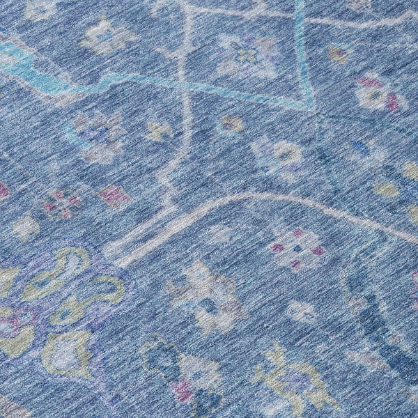 HomeRoots 8' Sky Blue and Ivory Floral Indoor Outdoor Area Rug – Washable, Durable, Perfect for High-Traffic Spaces! 639601