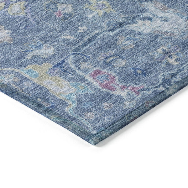 HomeRoots 8' X 10' Elegant Blue and Ivory Floral Washable Area Rug for Indoor/Outdoor Spaces, Durable Design 639602