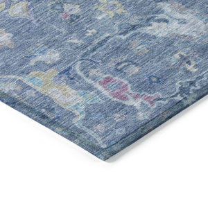 HomeRoots 9' Sky Blue and Ivory Floral Washable Area Rug - Durable Indoor/Outdoor Design for Busy Homes 639603