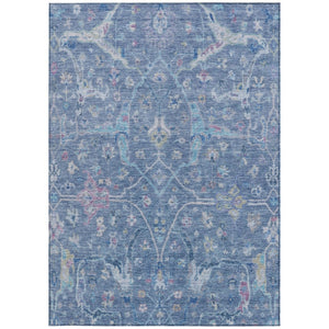 HomeRoots 10' Stylish Blue Sky and Ivory Floral Washable Area Rug - Perfect for Indoor and Outdoor Spaces! 639604