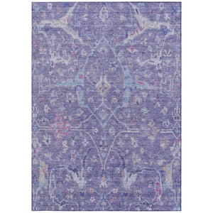 HomeRoots 10' Floral Washable Area Rug in Purple, Sky Blue & Silver - Durable Indoor/Outdoor Design for Versatility 639616