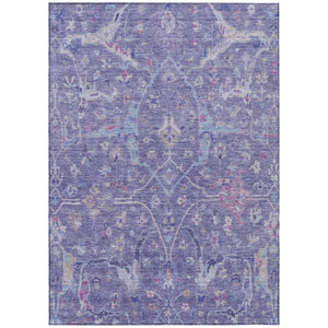 HomeRoots 10' Floral Washable Area Rug in Purple, Sky Blue & Silver - Durable Indoor/Outdoor Design for Versatility 639616
