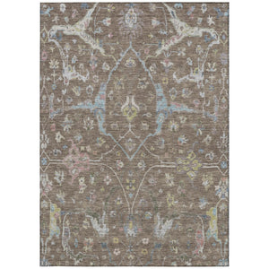 HomeRoots 8' X 10' Floral Area Rug - Durable, Washable, Stylish Brown, Blue & Ivory Design for Indoors & Outdoors 639626