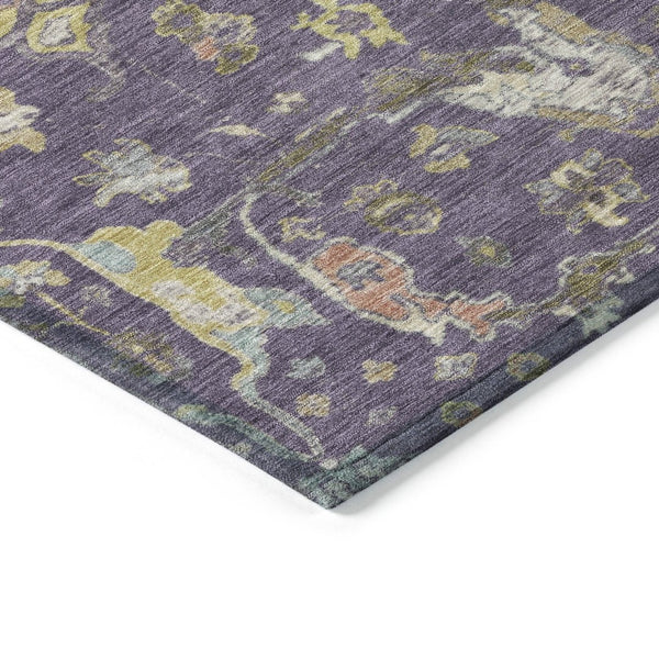 HomeRoots 8' X 10' Elegant Eggplant Beige & Gold Floral Washable Area Rug for Indoor & Outdoor Spaces 639632