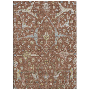 HomeRoots 8' X 10' Elegant Rust and Ivory Floral Area Rug - Durable, Washable, Indoor/Outdoor, Versatile Design 639644