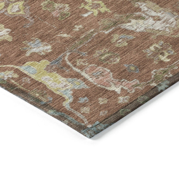 HomeRoots 8' X 10' Elegant Rust and Ivory Floral Area Rug - Durable, Washable, Indoor/Outdoor, Versatile Design 639644