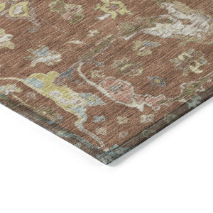 HomeRoots 10' X 14' Floral Washable Area Rug – Durable Rust & Ivory Design for Indoor/Outdoor Style & Comfort 639646